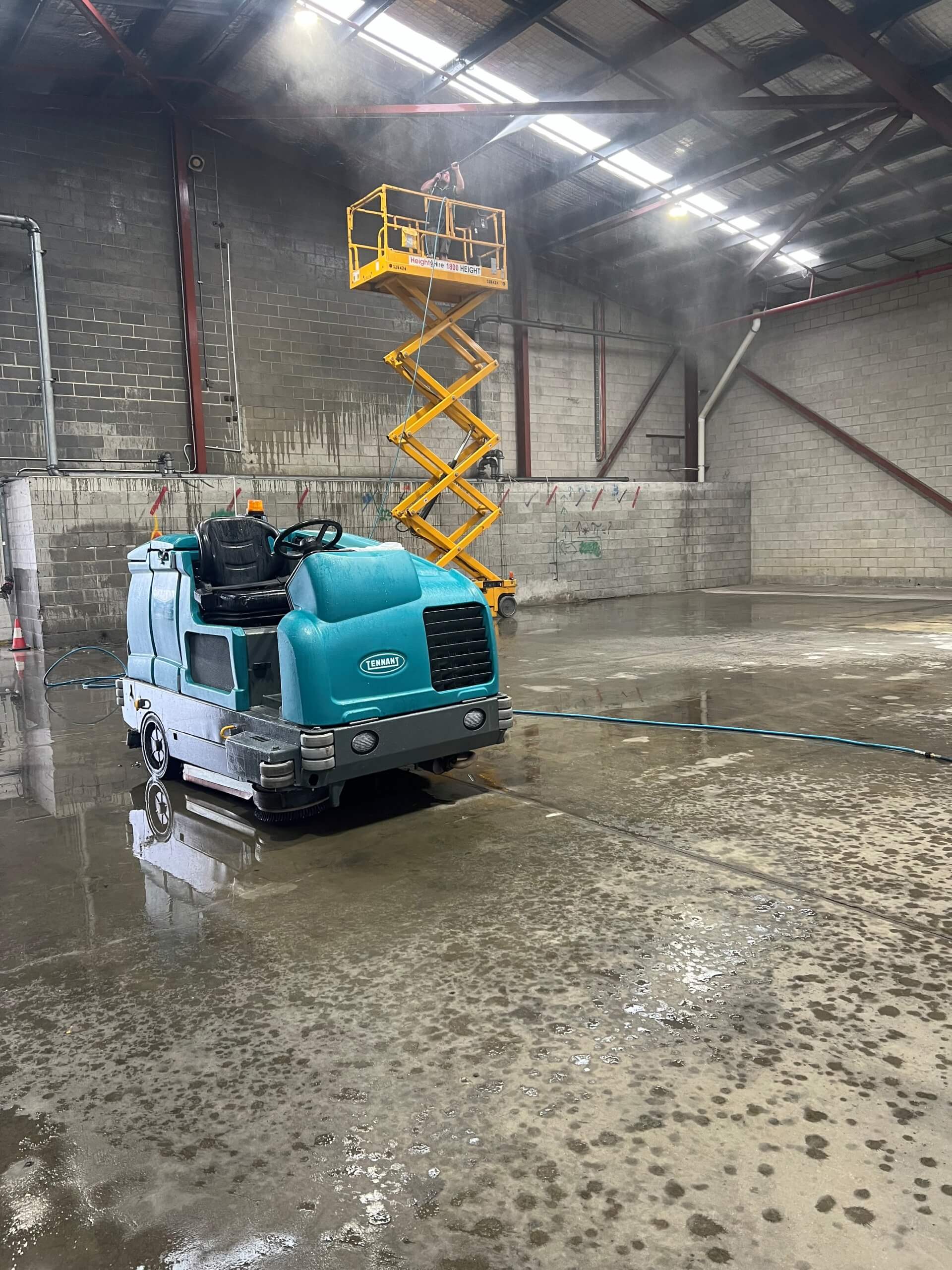 warehouse floor scrubbing